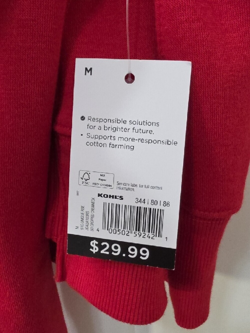 SO Cropped Red Crewneck Sweatshirt - Medium - Picture 4 of 8
